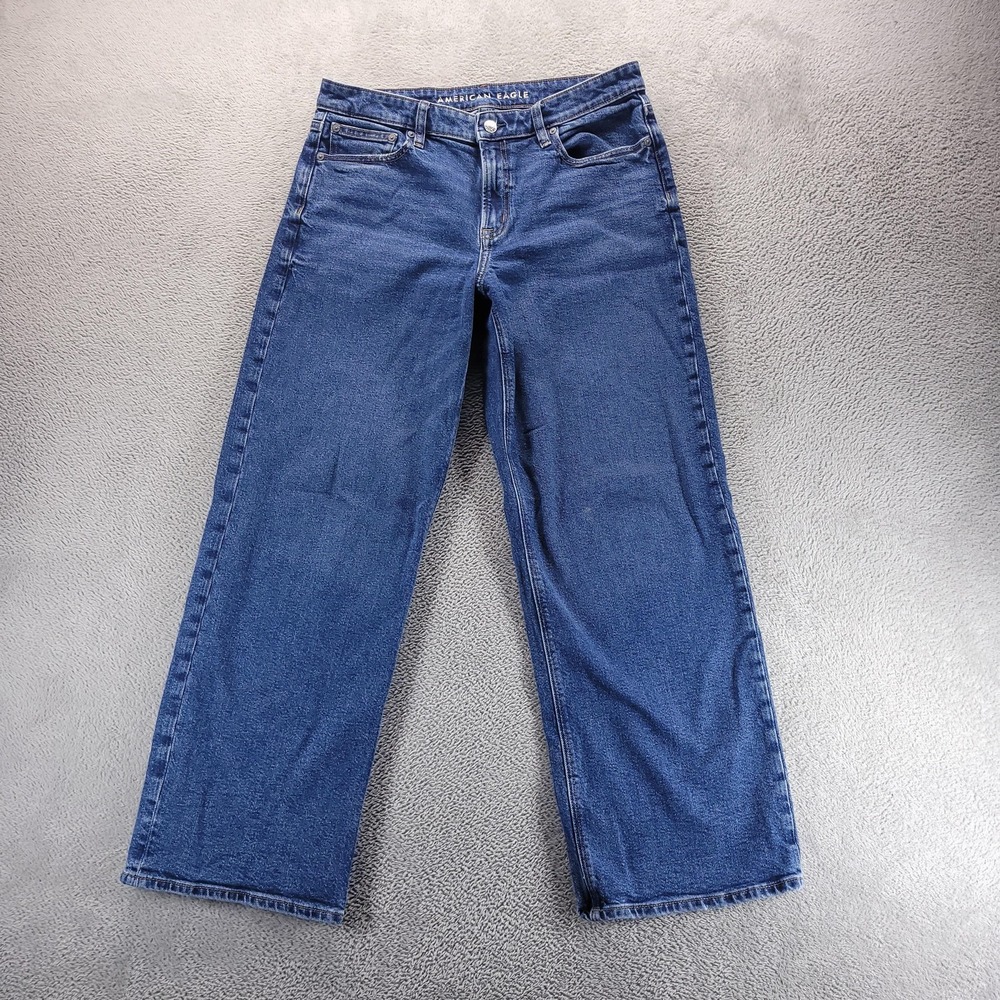 American Eagle Jeans Womens 8 Blue Stovepipe Mid Rise Straight Stretch Denim